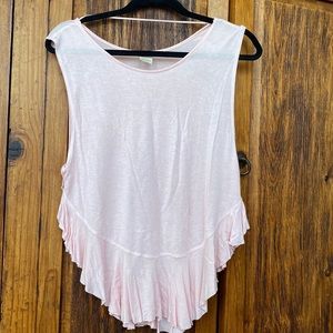 Free People Uptown Ruffle Sleeveless Tee Size S